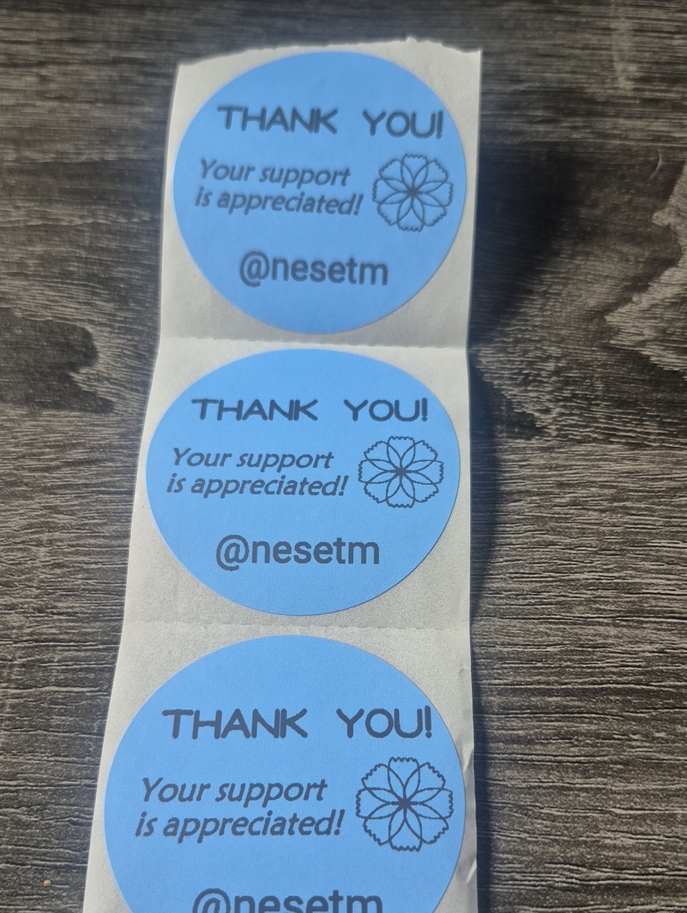 Custom Blue Thank You Sticker Labels Qty 50